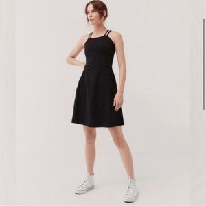 NWOT Pact Organic Cotton Strappy Fit and Flare Dress Black Medium